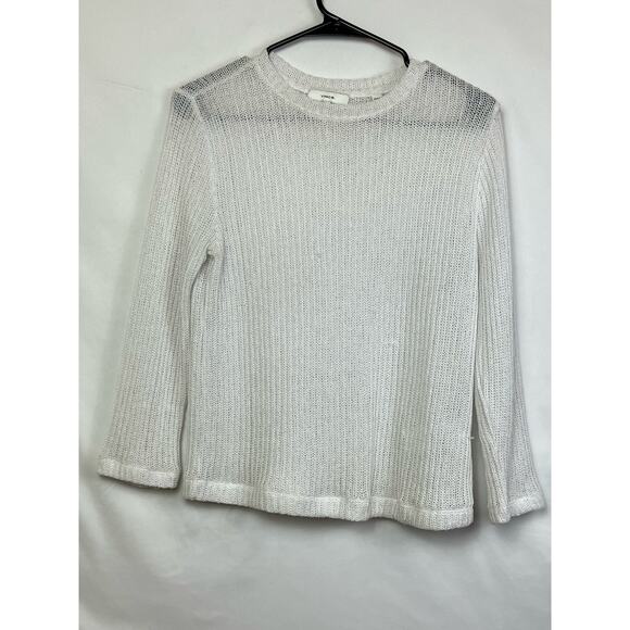 Vince Women's Medium White Loose Knit Long Sleeve Drop Shoulder Pullover Sweater - Picture 1 of 8